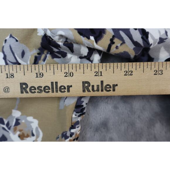 Isaac Mizrahi Blazer Women Large Beige Black Floral Print Casual 2 Button Jacket - Picture 7 of 16